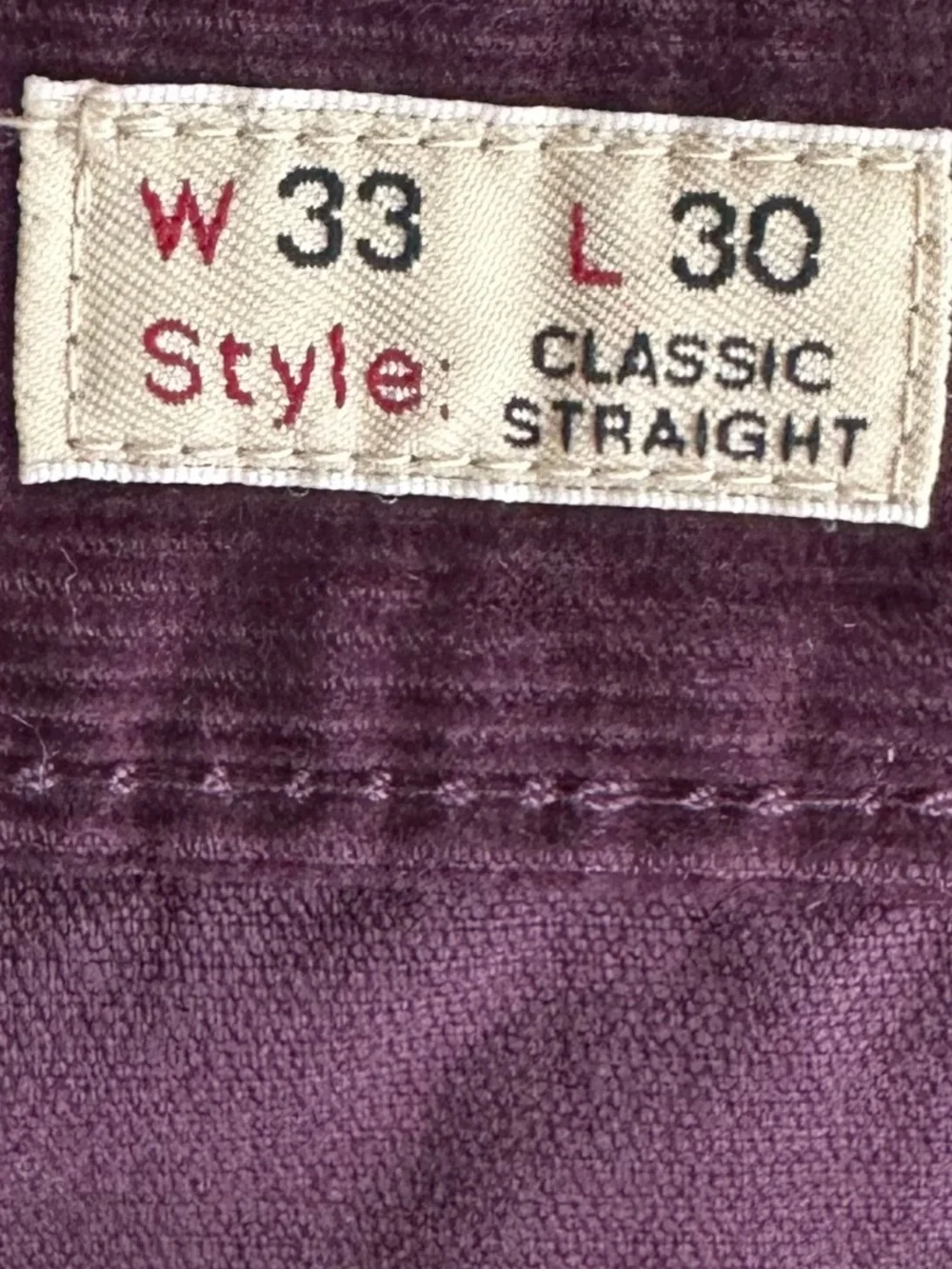 J. Crew Men's Classic Straight Leg Stretch Corduroy Pants Plum 33/30 Casual NWT